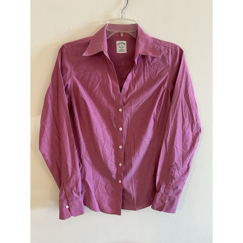 Brooks Brothers 1818 Women's Button Down Fitted Shirt Size 4 Pink